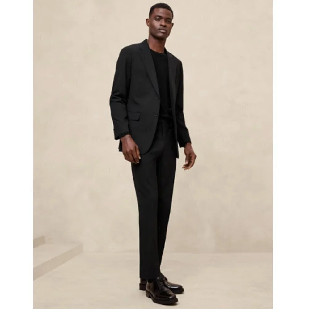 Banana Republic Modern Classic Plain Weave Suit Trouser Pants Black 38 x 36 NWT